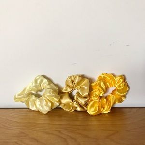 Yellow Monochrome Satin Scrunchie 3 Pack